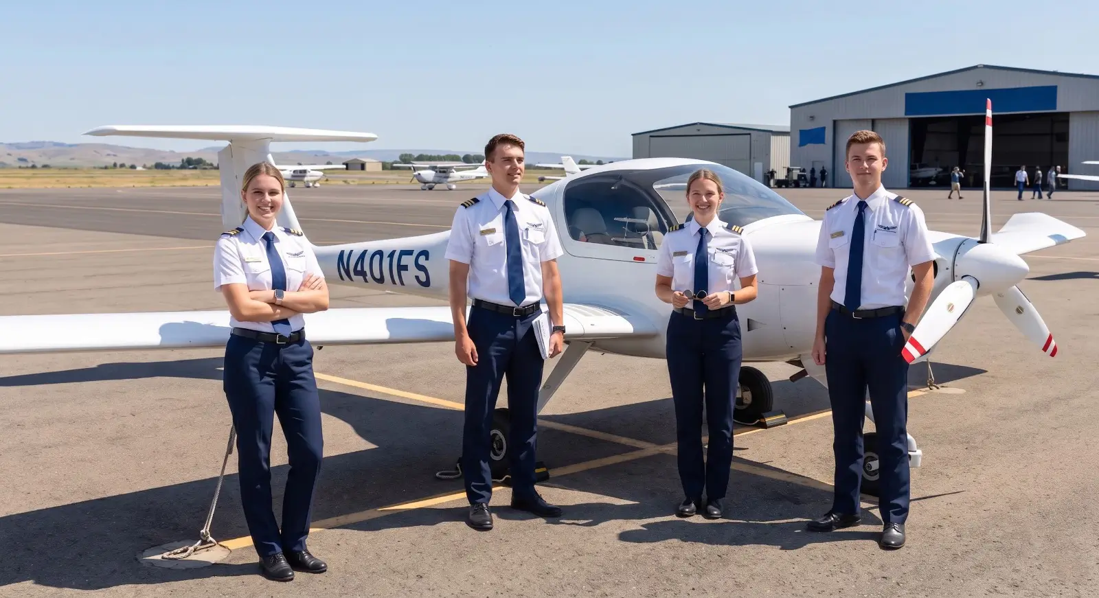 man and girls pilot